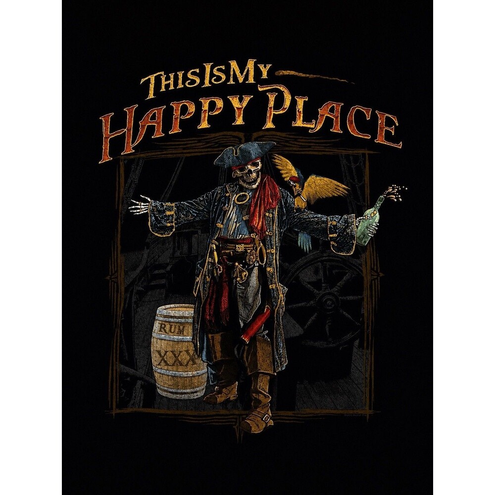 Curacao This Is My Happy Place Pirate Skeleton T-Shirt Gildan 3XL Black
